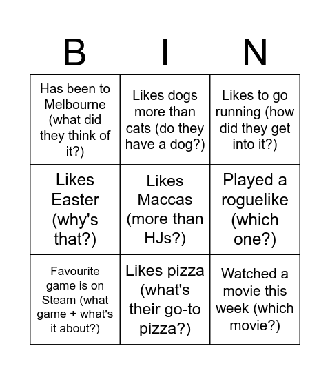 Untitled Bingo Card