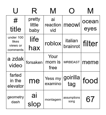 yt Bingo Card