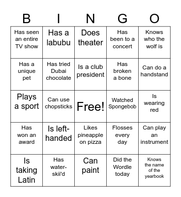 Yearbook Icebreaker Bingo! Bingo Card