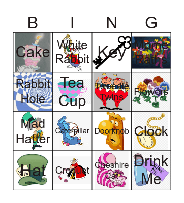 Mad Hatter Tea Party Bingo Card