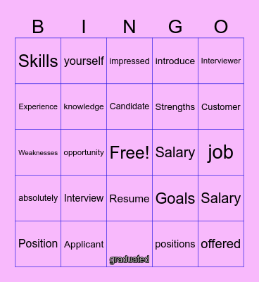 Interview Bingo Card