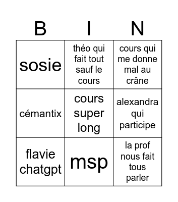 career skills Bingo Card