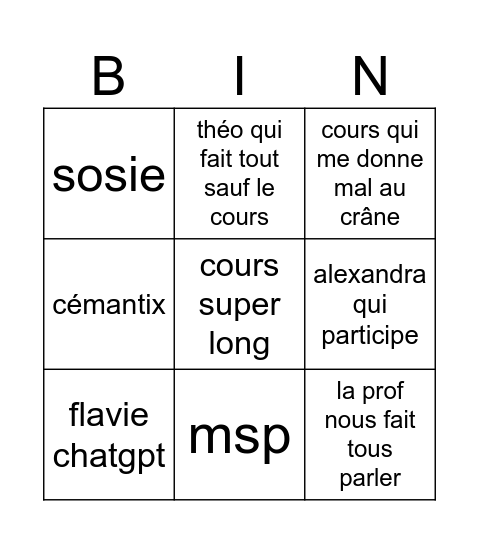 career skills Bingo Card