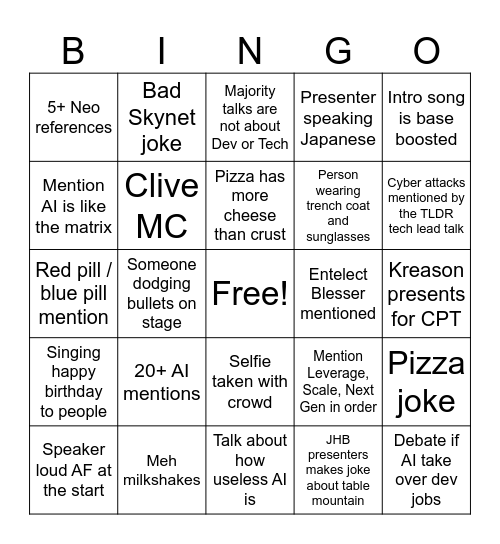 DevDay Bingo! Bingo Card