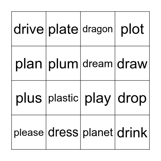 Phonics Bingo Card