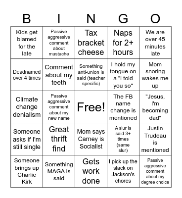 Thanksgiving Bingo Card