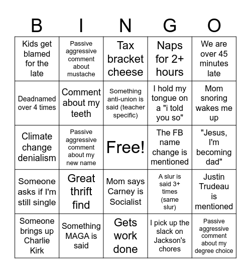 Thanksgiving Bingo Card
