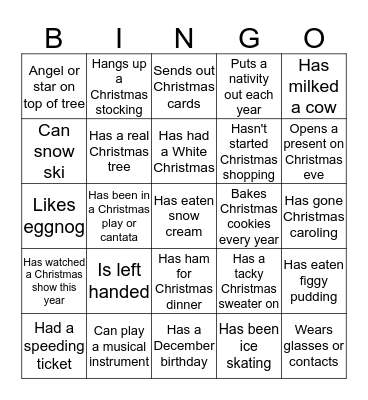 Christmas Bingo Card