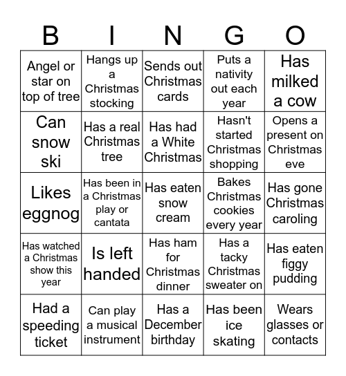 Christmas Bingo Card