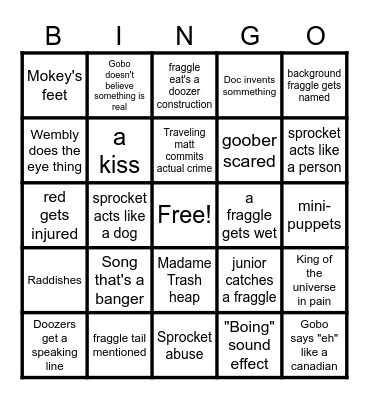 Fraggle rock bingo Card