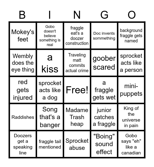 Fraggle rock bingo Card