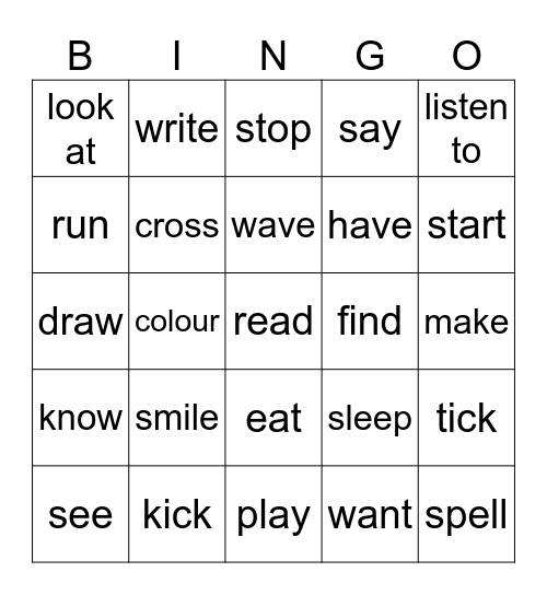 VERBS - Fun For Starters Bingo Card