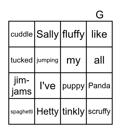 Scruffy Ted Bingo Card