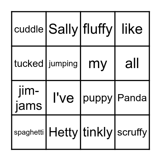 Scruffy Ted Bingo Card