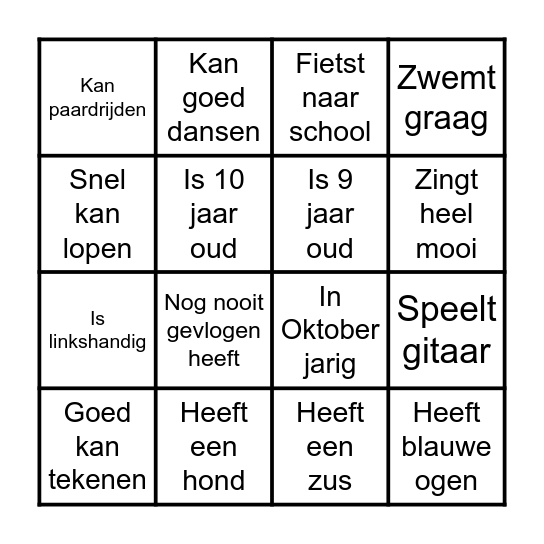 Kennismakingsbingo Card