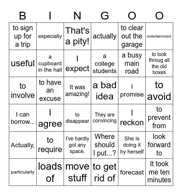 UNIT 1 - Complete B1 Bingo Card