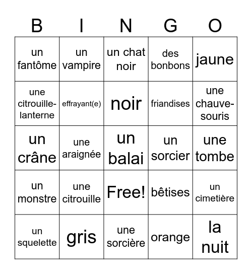 L'halloween Bingo Card