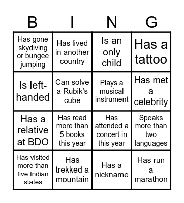 Find someone who... Bingo Card