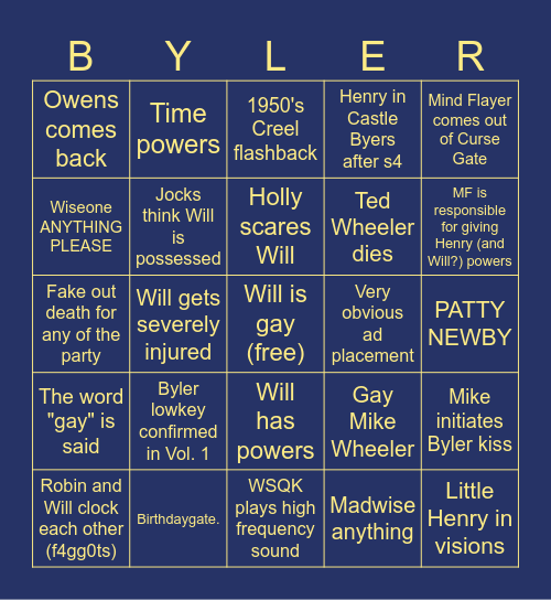ST5 Bingo Card