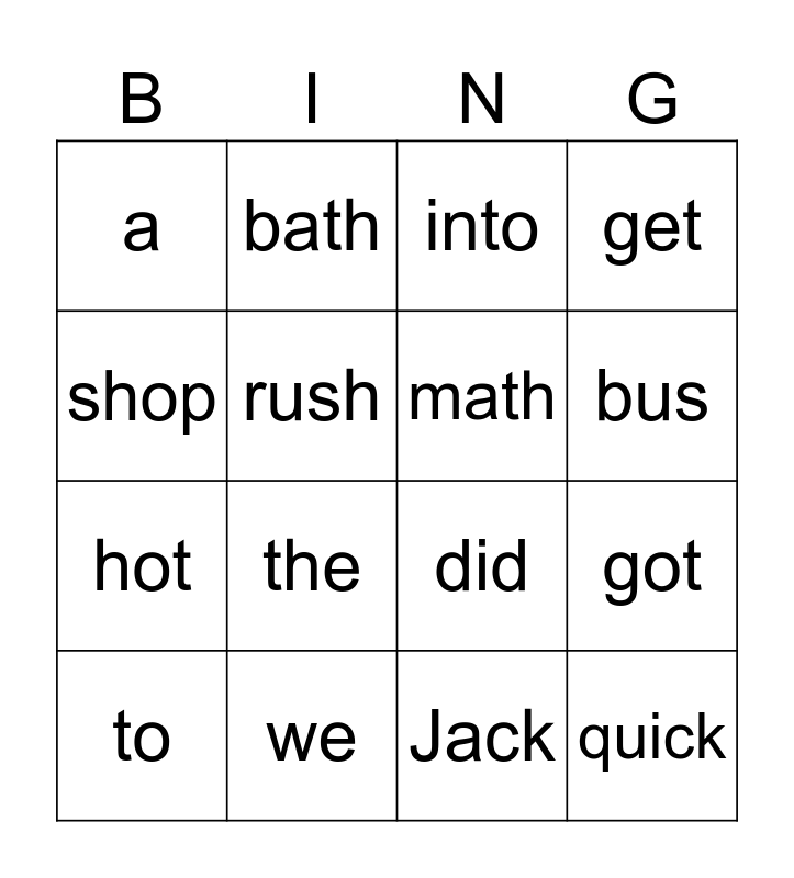 Unit 3 Bingo Card