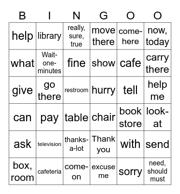 ASL UNIT 3 Bingo Card