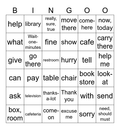 ASL UNIT 3 Bingo Card
