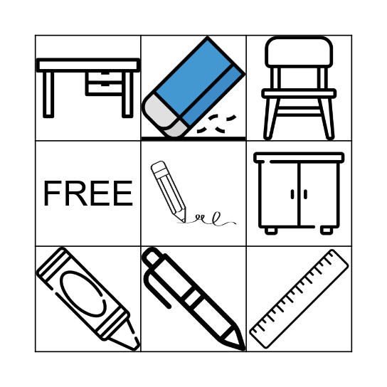SCHOOL SUPLIES Bingo Card