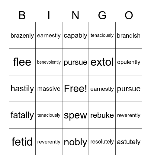 IEW Cycle 2 Vocab Bingo (L1 - L5) Bingo Card