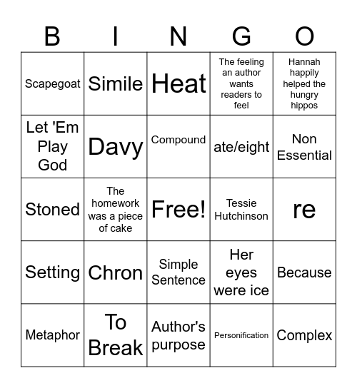 Quarter 1 Bingo Card
