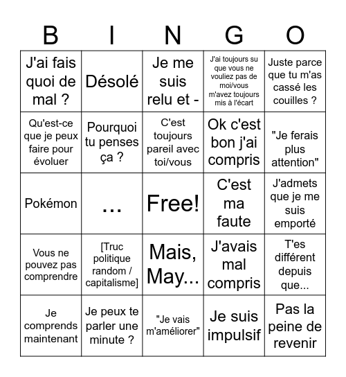 Halpharox MP Bingo Card