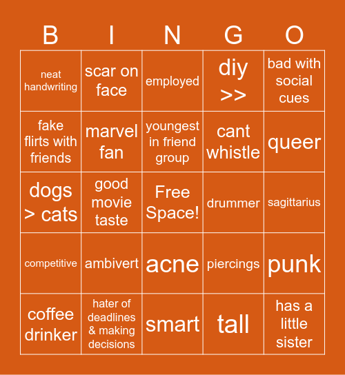 MILES Bingo Card