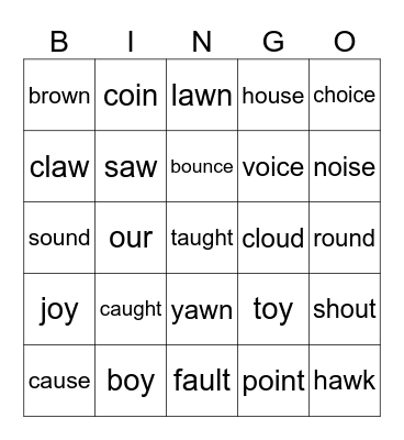 97 Vowel Teams and Diphthongs Bingo Card