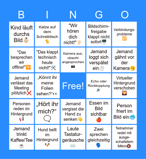 Homeoffice Bingo Card