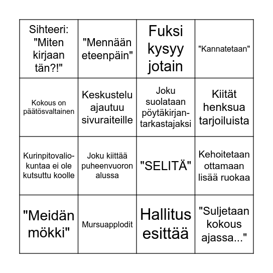 FuksiOsko-bingo Card
