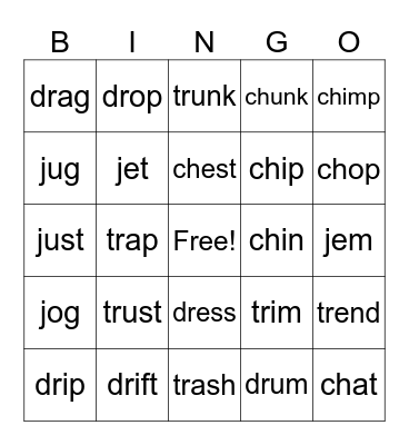 Level D-DR/j & CH/TR Bingo Card