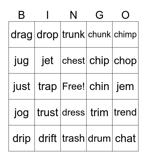Level D-DR/j & CH/TR Bingo Card