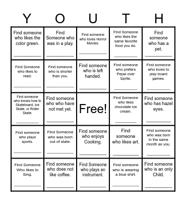 Find Someone Who Bingo Card