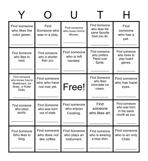 Find Someone Who Bingo Card