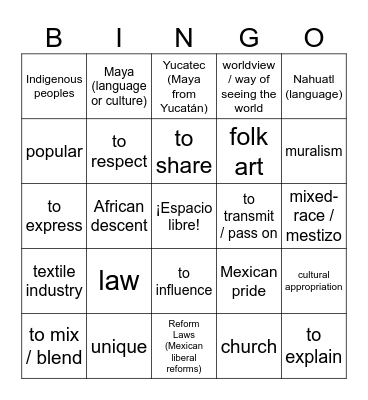 Acceso: México Bingo Card