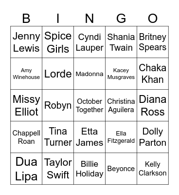 October Together Bingo Card