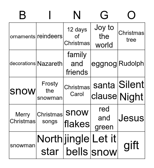 CHRISTMAS BINGO Card