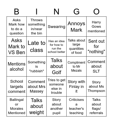 DC Bingo Card