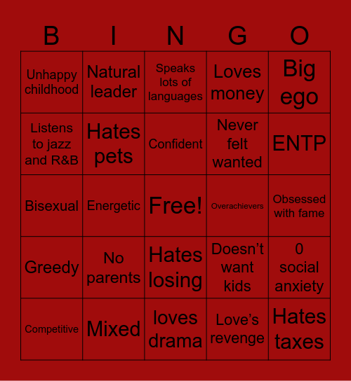 Jades Bingo Card