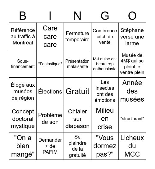 Congrès SMQ Bingo Card