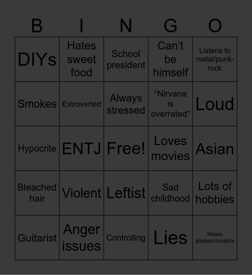 Kris Bingo Card