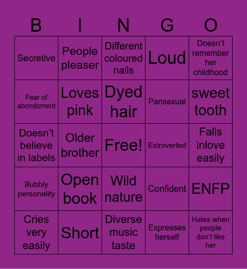 Valerie Bingo Card