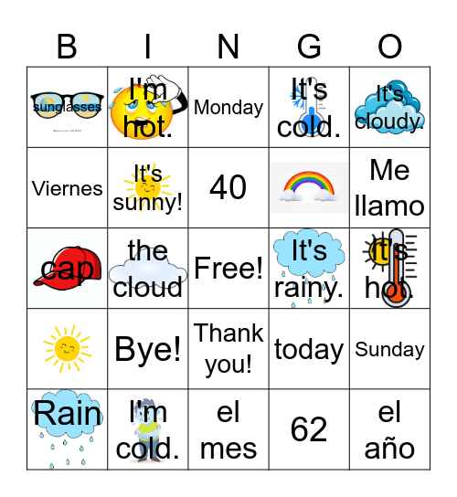 ¿Qué tiempo hace? BINGO! Bingo Card
