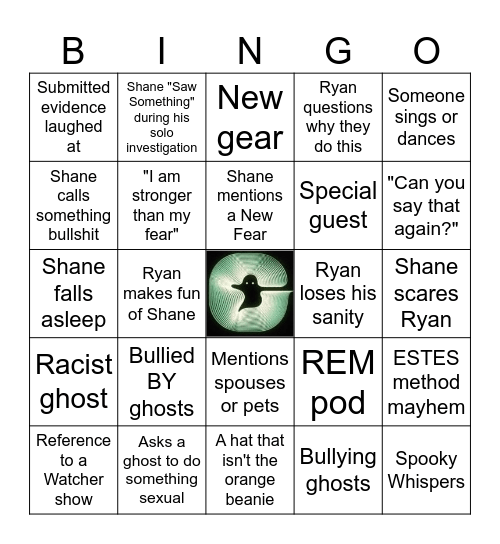 Ghost Files Bingo Card