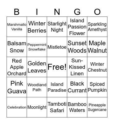 Signature 3-Wick Candles Bingo Card