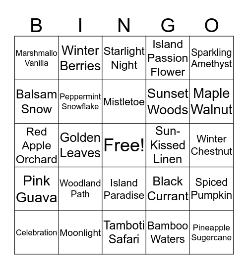 Signature 3-Wick Candles Bingo Card